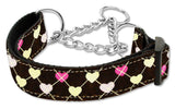 Argyle Hearts Nylon Ribbon Collar Martingale