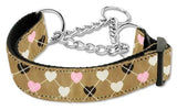 Argyle Hearts Nylon Ribbon Collar Martingale