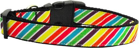 Striped Rainbow Nylon Ribbon Collars