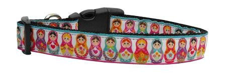 Pretty Nesting Dolls Nylon Ribbon Dog Collars