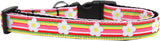 Striped Daisy Nylon Ribbon Dog Collar