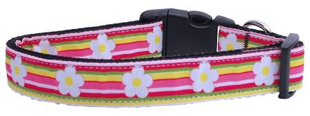 Striped Daisy Ribbon Dog Collars