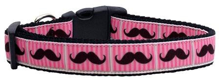 Striped Moustache Ribbon Dog Collars