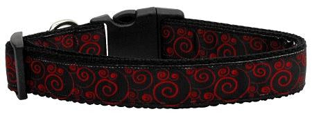 Red And  Swirly Nylon Ribbon Dog Collars