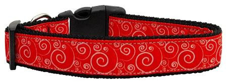 Red And  Swirly Nylon Ribbon Dog Collars