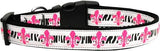 Pink Fleur De Lis Ribbon Dog Collars