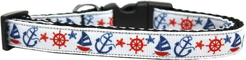 Anchors Away Nylon Ribbon Dog Collar