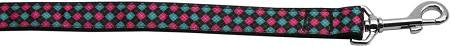 Pink And Blue Plaid 1 Inch Wide 6ft Long Leash