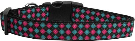 Pink And Blue Plaid Dog Collar