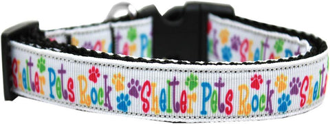 Shelter Pets Rock Nylon Ribbon Dog Collar