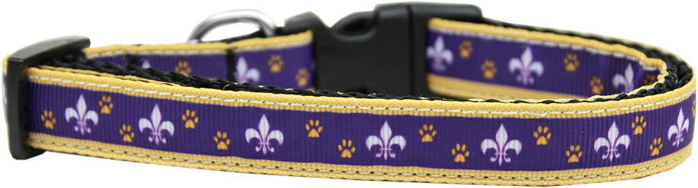 Fleur De Lis Nylon Ribbon Dog Collar