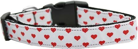 White And  Dotty Hearts Nylon Dog Collars