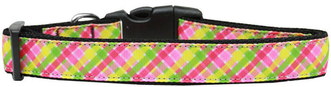 Lemondrop Plaid Nylon Dog Collar