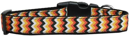 Pumpkin Chevrons Nylon Dog Collar