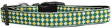 Green Checkers Nylon Dog Collar