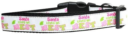 Santa Loves Me Best Nylon Dog Collar