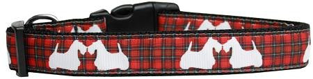 Plaid Scottie Pups Nylon Dog Collar