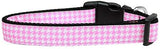 Pink Houndstooth Nylon Dog Collar