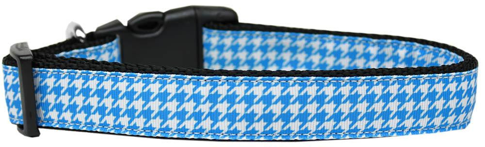 Blue Houndstooth Nylon Dog Collar