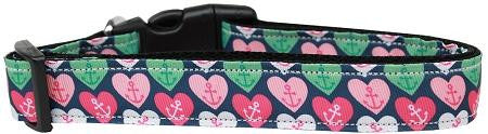 Anchor Candy Hearts Nylon Dog Collar