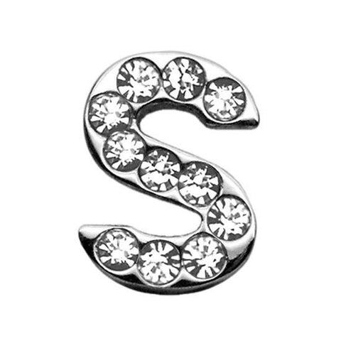 3-4" (18mm) Clear Letter Sliding Charms S 3-4 (18mm)