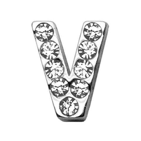 3-4" (18mm) Clear Letter Sliding Charms V 3-4 (18mm)