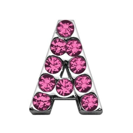 3-4" (18mm) Pink Letter Sliding Charms A 3-4 (18mm)