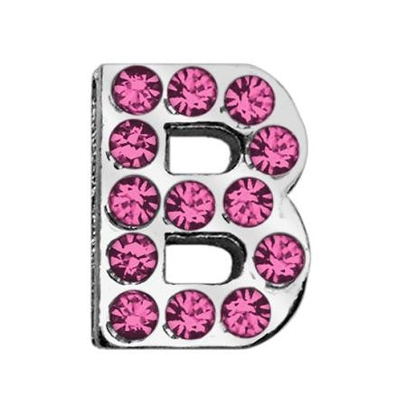 3-4" (18mm) Pink Letter Sliding Charms B 3-4 (18mm)