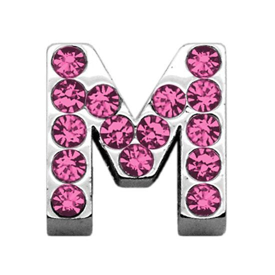 3-4" (18mm) Pink Letter Sliding Charms M 3-4 (18mm)