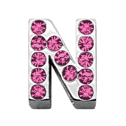 3-4" (18mm) Pink Letter Sliding Charms N 3-4 (18mm)