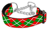 Christmas Argyle Nylon Ribbon Collar Martingale