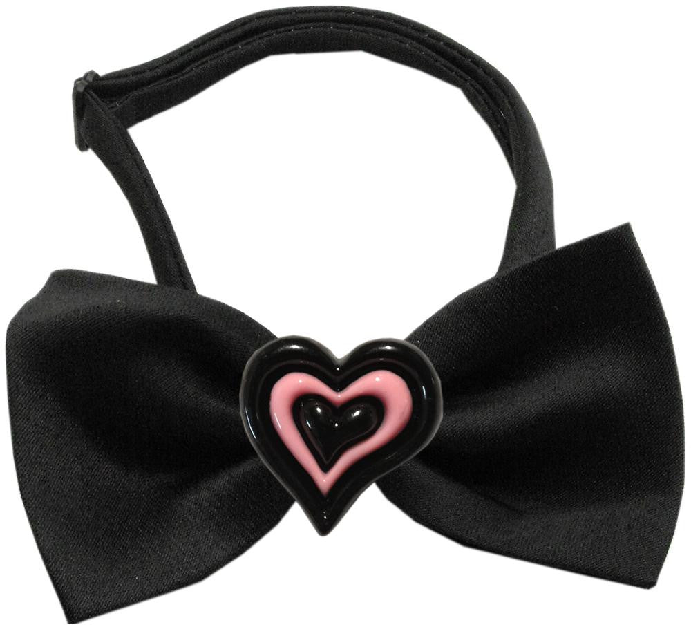 Black And Pink Hearts Chipper  Bow Tie