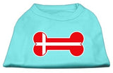 Bone Shaped Denmark Flag Screen Print Shirts