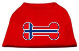 Bone Shaped Norway Flag Screen Print Shirts