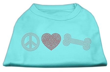 Peace Love and Bone Rhinestone Shirt Aqua XS (8)