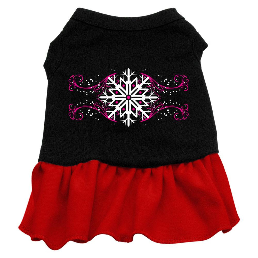 Pink Snowflake Screen Print Dress