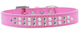 Two Row Pearl And Clear Crystal   Dog Collar