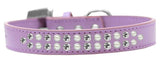 Two Row Pearl And Clear Crystal   Dog Collar