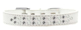 Two Row Pearl And Clear Crystal   Dog Collar