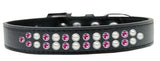 Two Row Pearl And Pink Crystal   Dog Collar