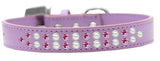 Two Row Pearl And Pink Crystal   Dog Collar