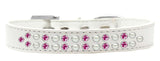 Two Row Pearl And Pink Crystal   Dog Collar