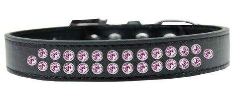 Two Row Light Pink Crystal   Dog Collar