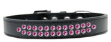 Two Row Bright Pink Crystal   Dog Collar