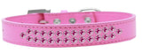 Two Row Bright Pink Crystal   Dog Collar