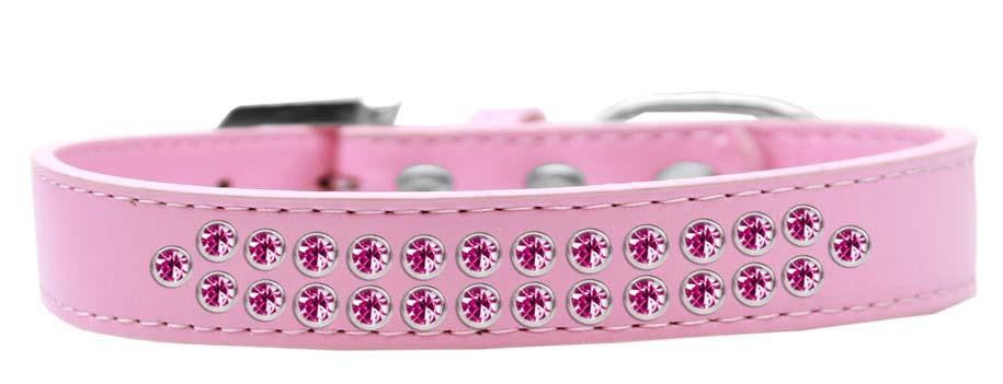 Two Row Bright Pink Crystal   Dog Collar