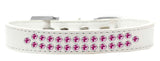 Two Row Bright Pink Crystal   Dog Collar