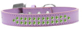 Two Row Lime Green Crystal   Dog Collar