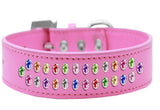 Two Row Confetti Crystal   Dog Collar