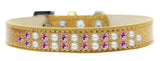 Two Row Pearl And Pink Crystal   Ice Cream Dog Collar